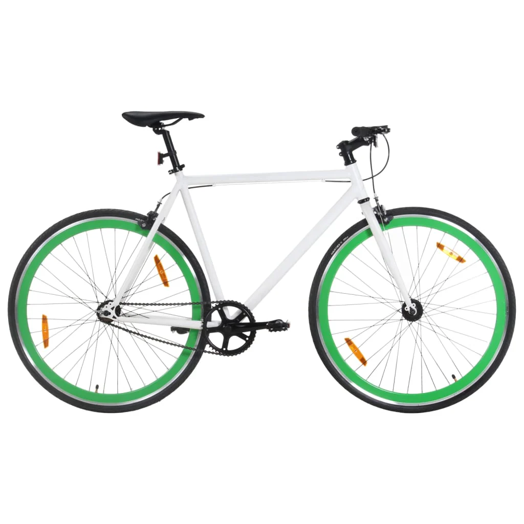 2025 Bicicleta de piñón fijo blanco y verde 700c 55 cm V68