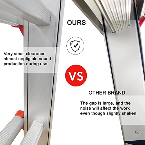 2025 Escalera LANBITOU – Escalera multiusos de marco en A con 4 peldaños, escalera extensible de 14 pies con múltiples posiciones antideslizantes