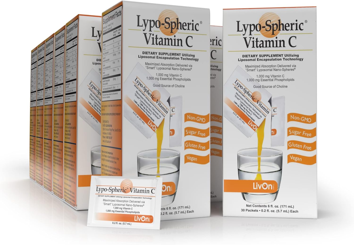 LivOn Laboratories Lypo–Spheric Vitamina C – 12 Cajas (360 Sobres)