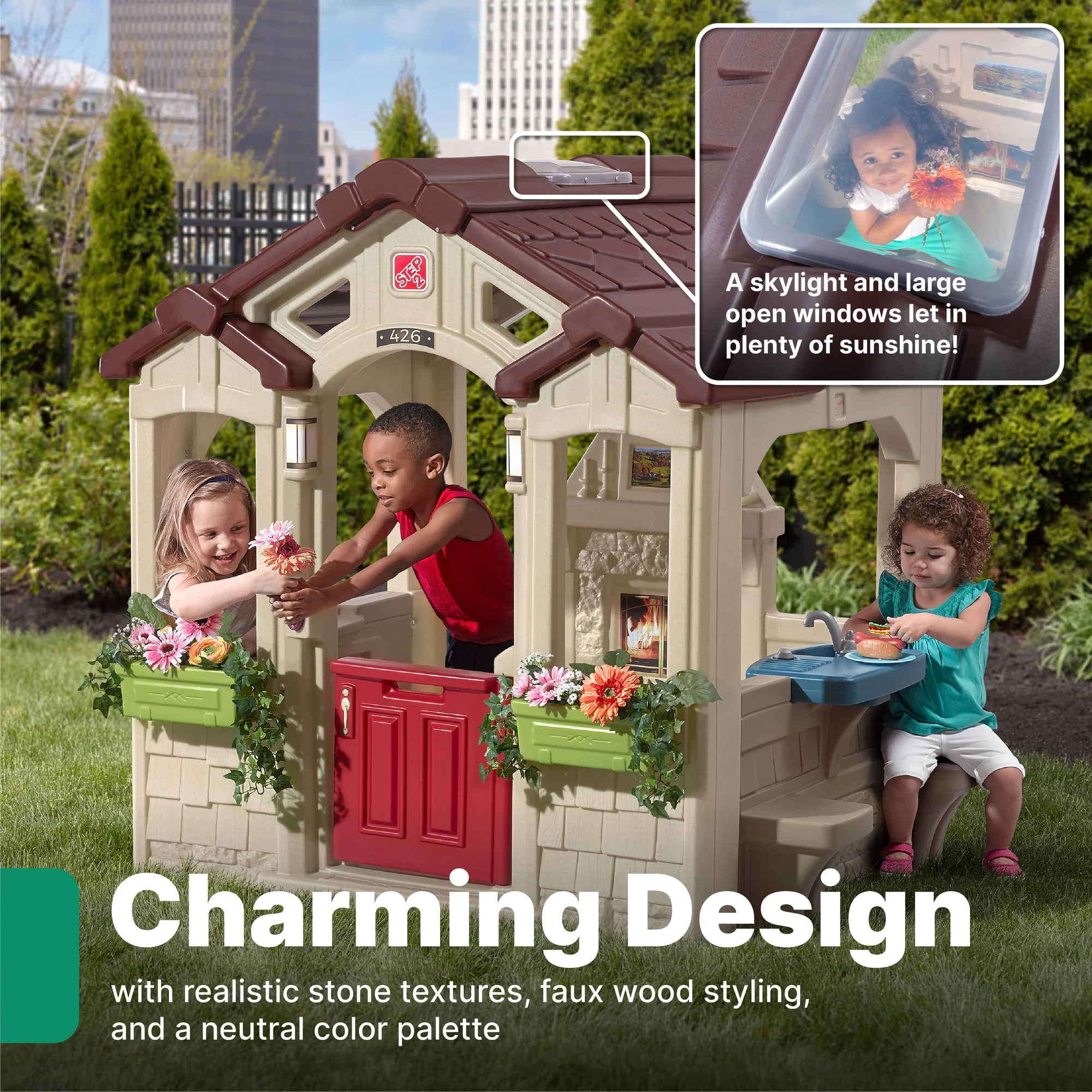 Casita Charming™ – Casa Acogedora y Abierta para Juegos Infantiles