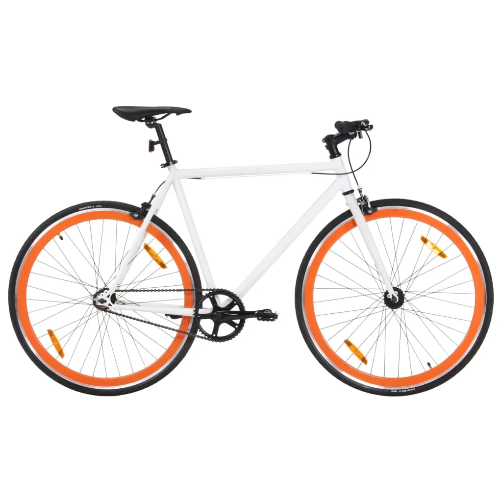 2025 Bicicleta de piñón fijo blanco y naranja 700c 51 cm v7218