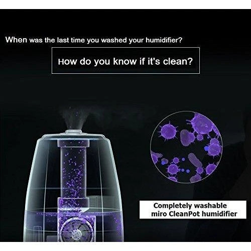 MIRO-NR08M Humidificador Sanitario Modular Totalmente Lavable, Para Habitación Grande, Fácil de Limpiar, Fácil de Usar, Luma Touch – Humidificador de Niebla Fría de Alta Gama. Control Táctil, Luces LED de Colores, Humidificación Potente