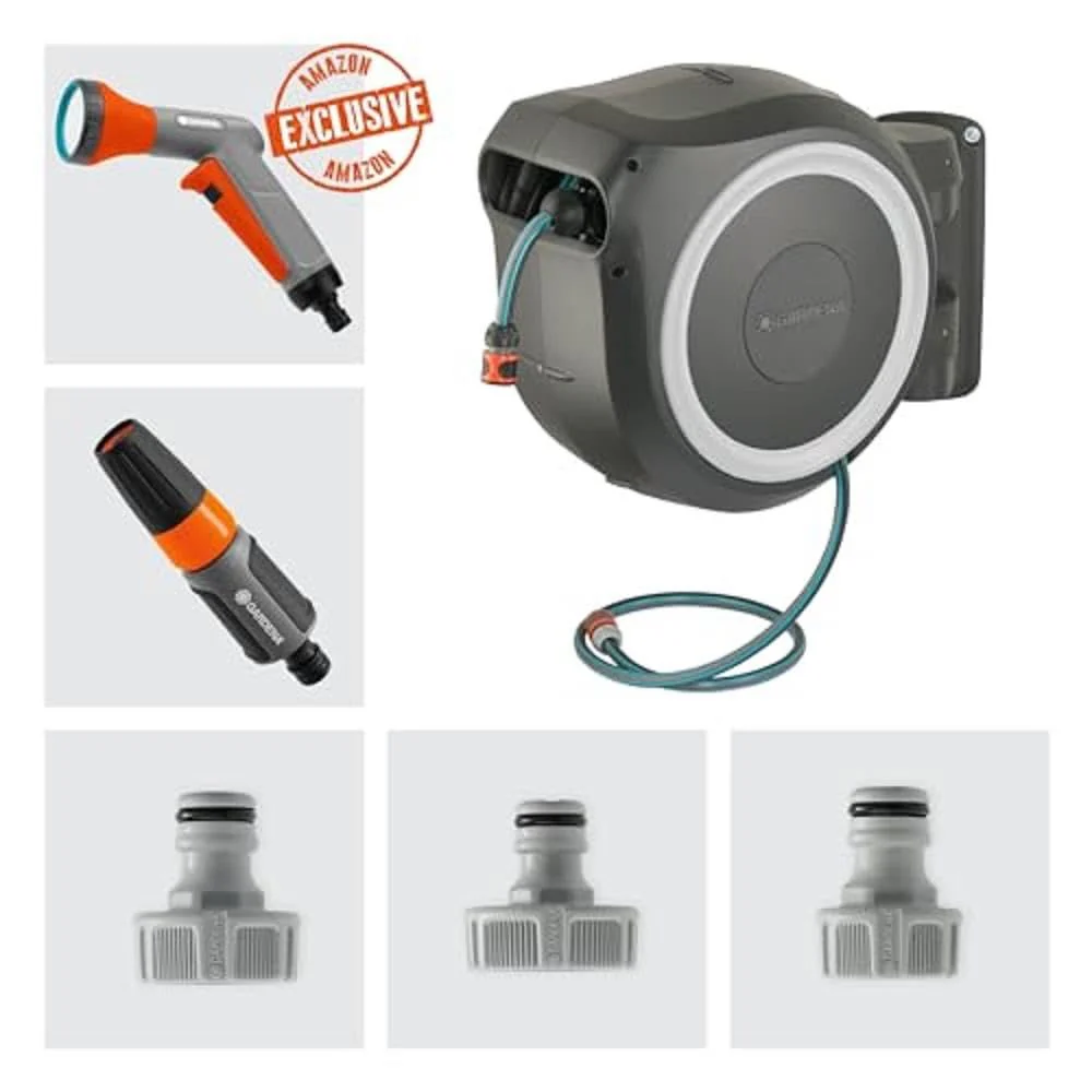 2025 Caja para Manguera de Pared Gardena RollUp XL 35 m Edición Exclusiva: Riego Flexible para Jardines Grandes. Caja Giratoria con Manguera de 35 m. Ducha y Pulverizador de Limpieza (18632-60)