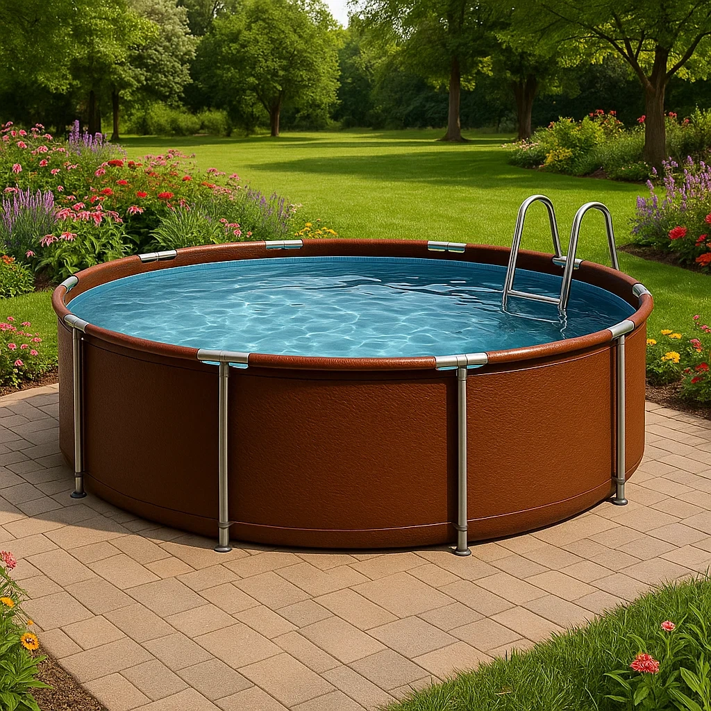 Piscina tubular redonda desmontable acero 448x105 cm color marrón con filtro y escalera nxbIhQq280Zu