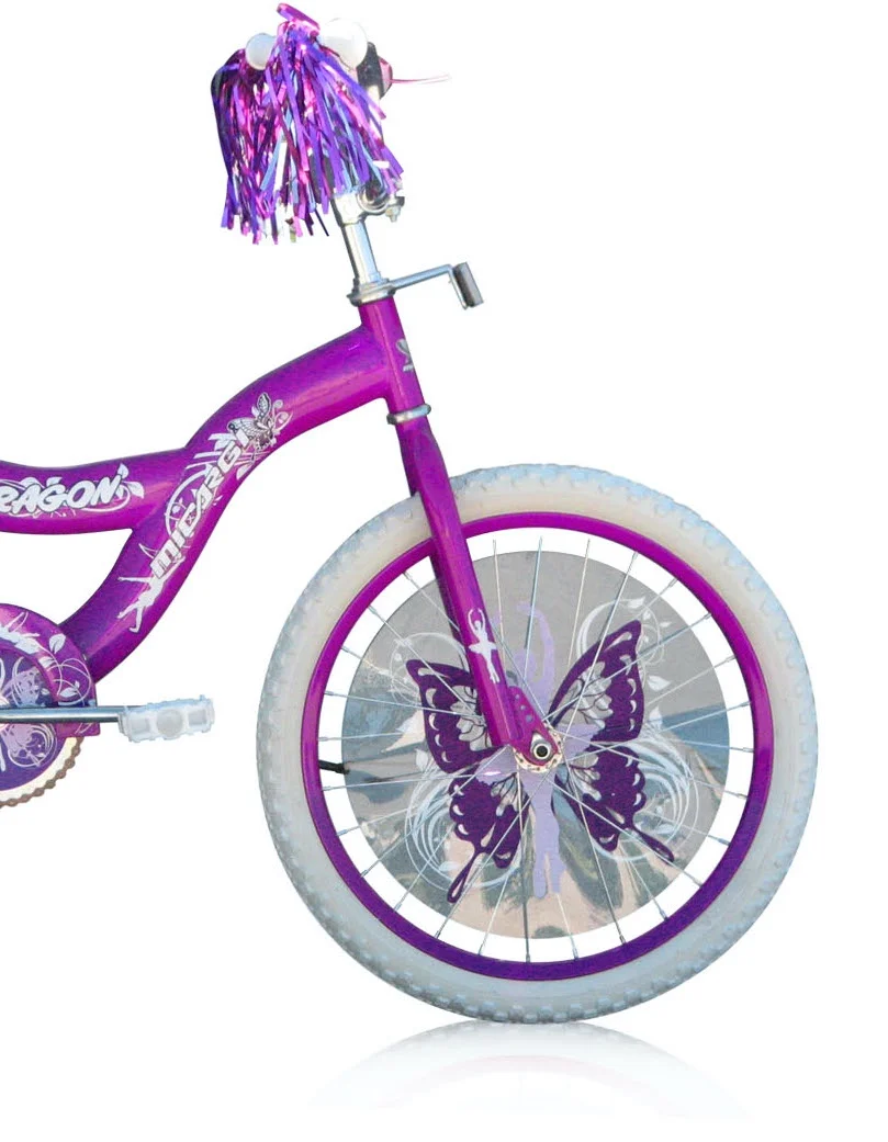 Bicicleta BMX PlayWorld de 20 con cuadro tipo S. freno de contrapedal. biela de una pieza. llantas moradas. neumáticos blancos. para niños (morada)