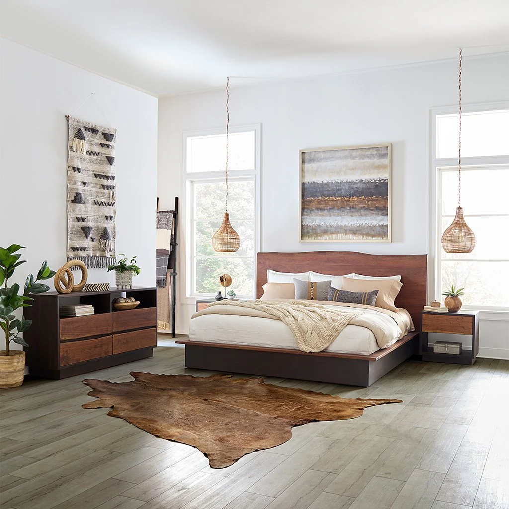 Cama San Marino de Madera Maciza de Acacia – Diseño Orgánico y Moderno