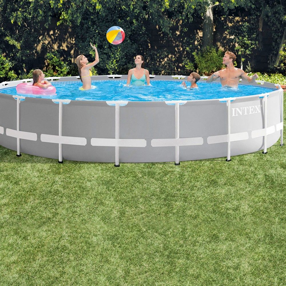 Piscina Desmontable Tubular Circular Pvc 549x122 Cm Gris Intex Con Depuradora