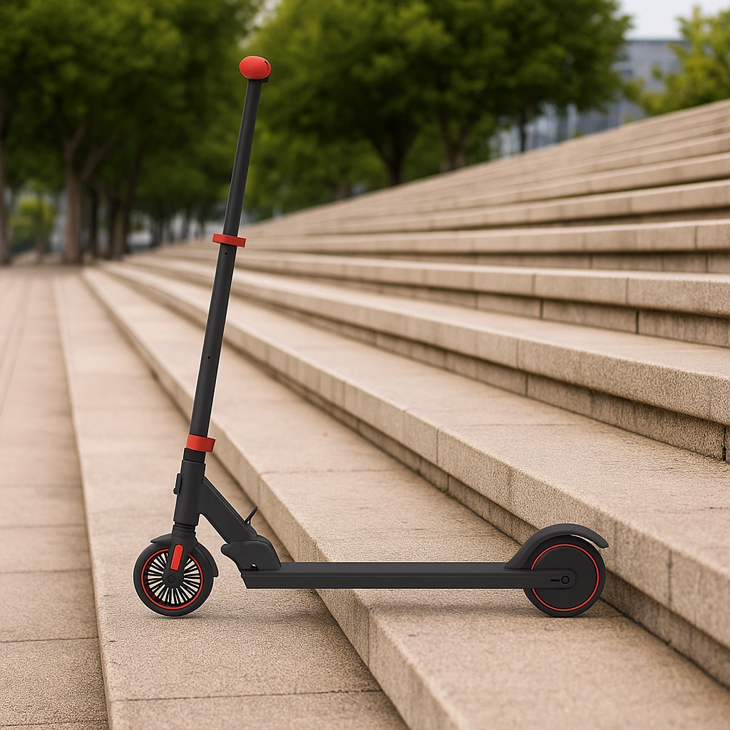 Patinete infantil negro, de acero, para exterior/interior
