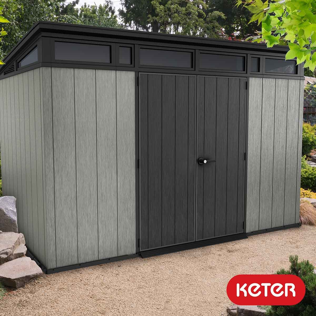 2025 Keter Artisan Cobertizo de Jardín 11 x 7 pies (3,4 x 2,1 m) – Solución Elegante y Robusta para Almacenamiento Exterior