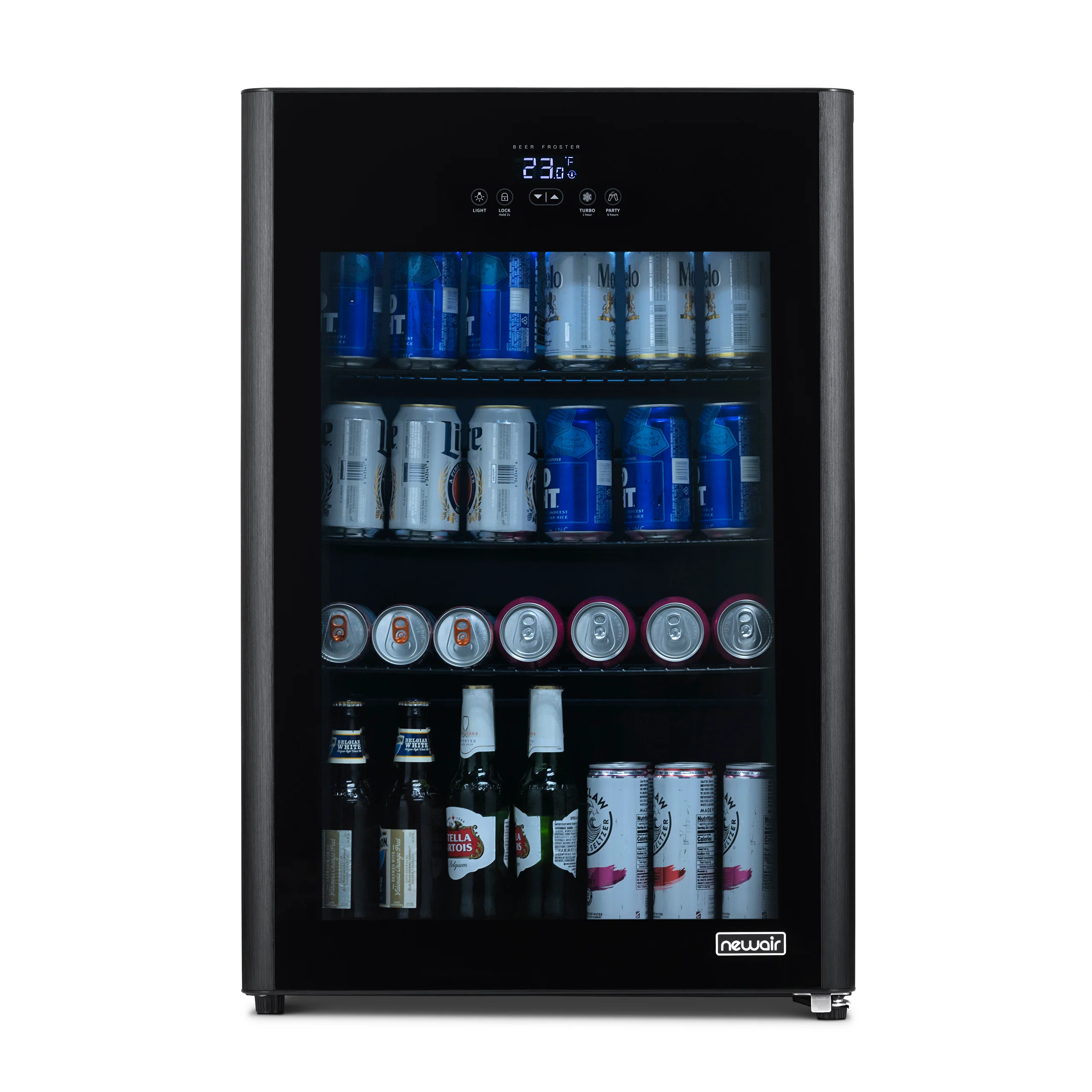 2025 Newair® Refrigerador de Bebidas Negro Independiente para 125 Latas con Función de Congelación Rápida – 22.1