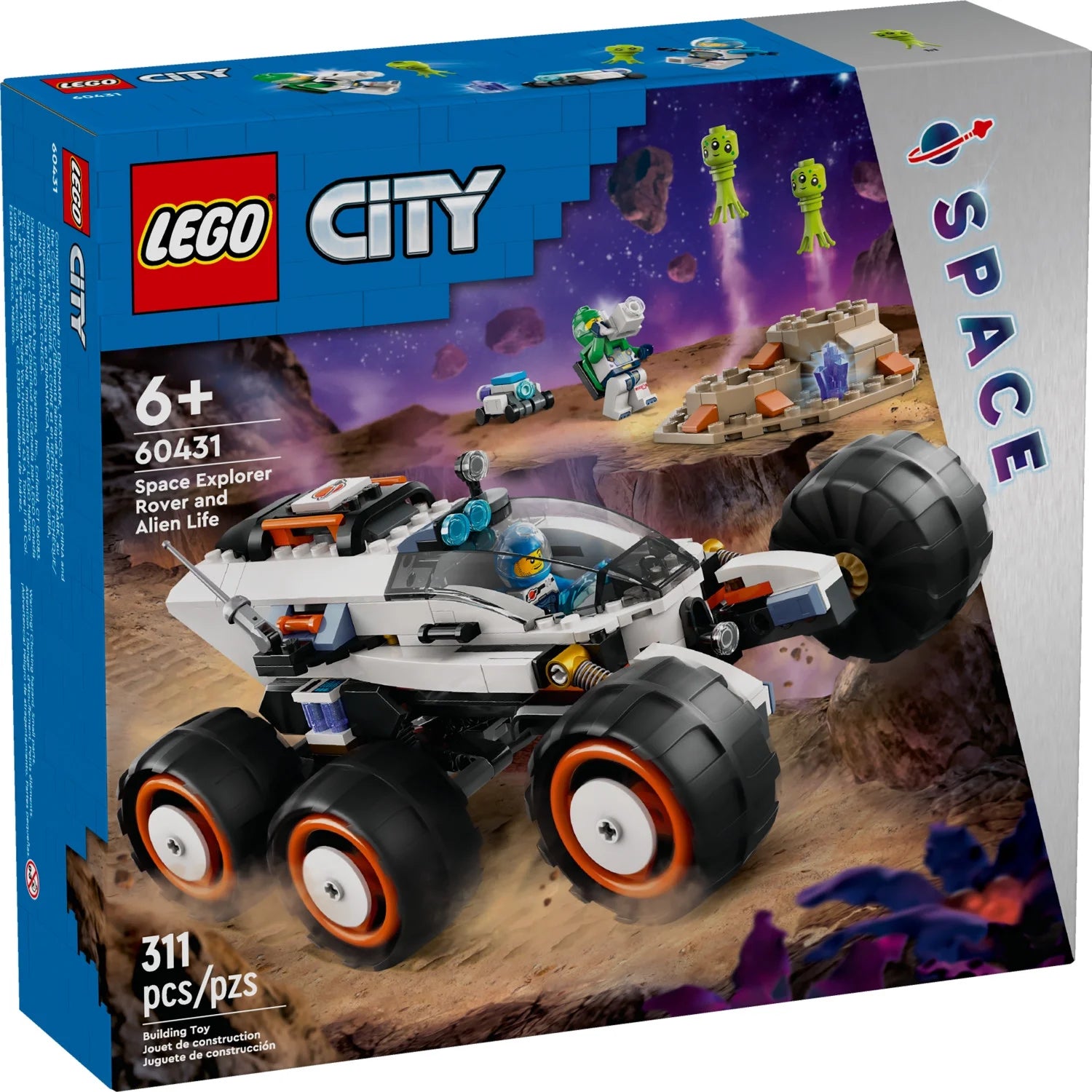 LEGO City Explorador Espacial con Rover y Vida Extraterrestre, Juguete Espacial para Niños y Niñas de 6 Años en Adelante con 2 Minifiguras, Robot y Figuras Extraterrestres, Juguete STEM de Juego Imaginativo, 60431