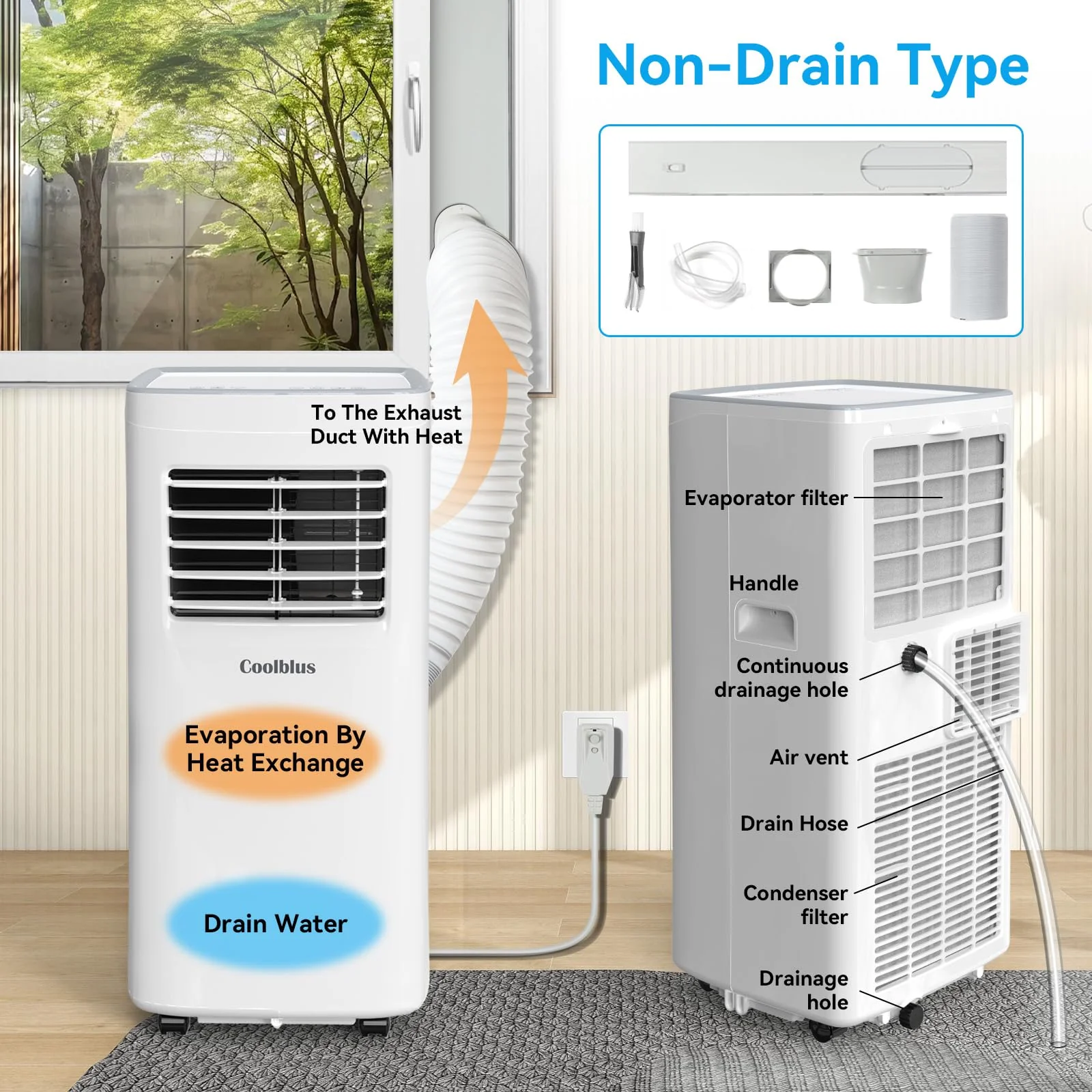 2025 Aire Acondicionado Portátil Coolblus 8500 BTU para Espacios de Hasta 360 Pies Cuadrados