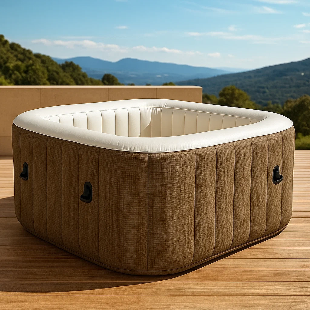 Spas hinchables 160x160x68 cm 2 plazas cuadrado marrón/blanco feAfODR351Le