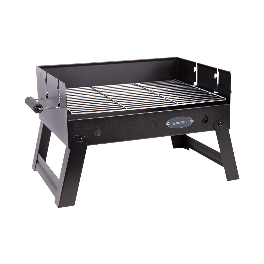 Cofan Barbacoa De Carbón Portátil | Parrilla De Acero Cromado | Barbacoa Plegable | Con Asas Laterales | Ideal Para Camping, Jardín Y Terraza | Medidas: 45,5 X 34,5 X 31,5 Cm