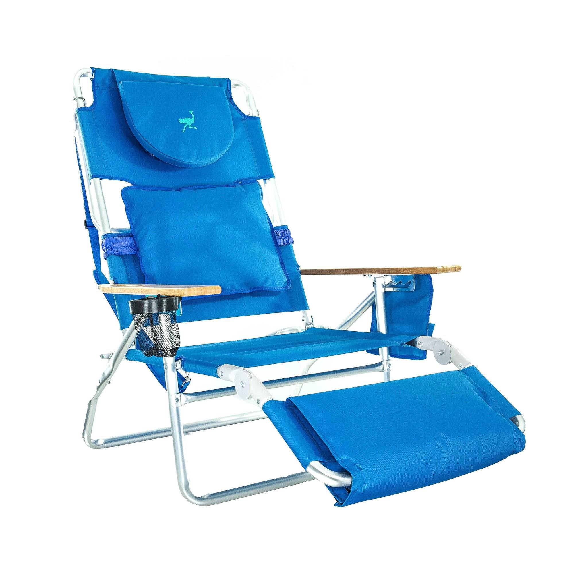 2025 Silla de Playa Ostrich Deluxe Padded 3-N-1 Reclining Lounge, Azul (Paquete de 4)