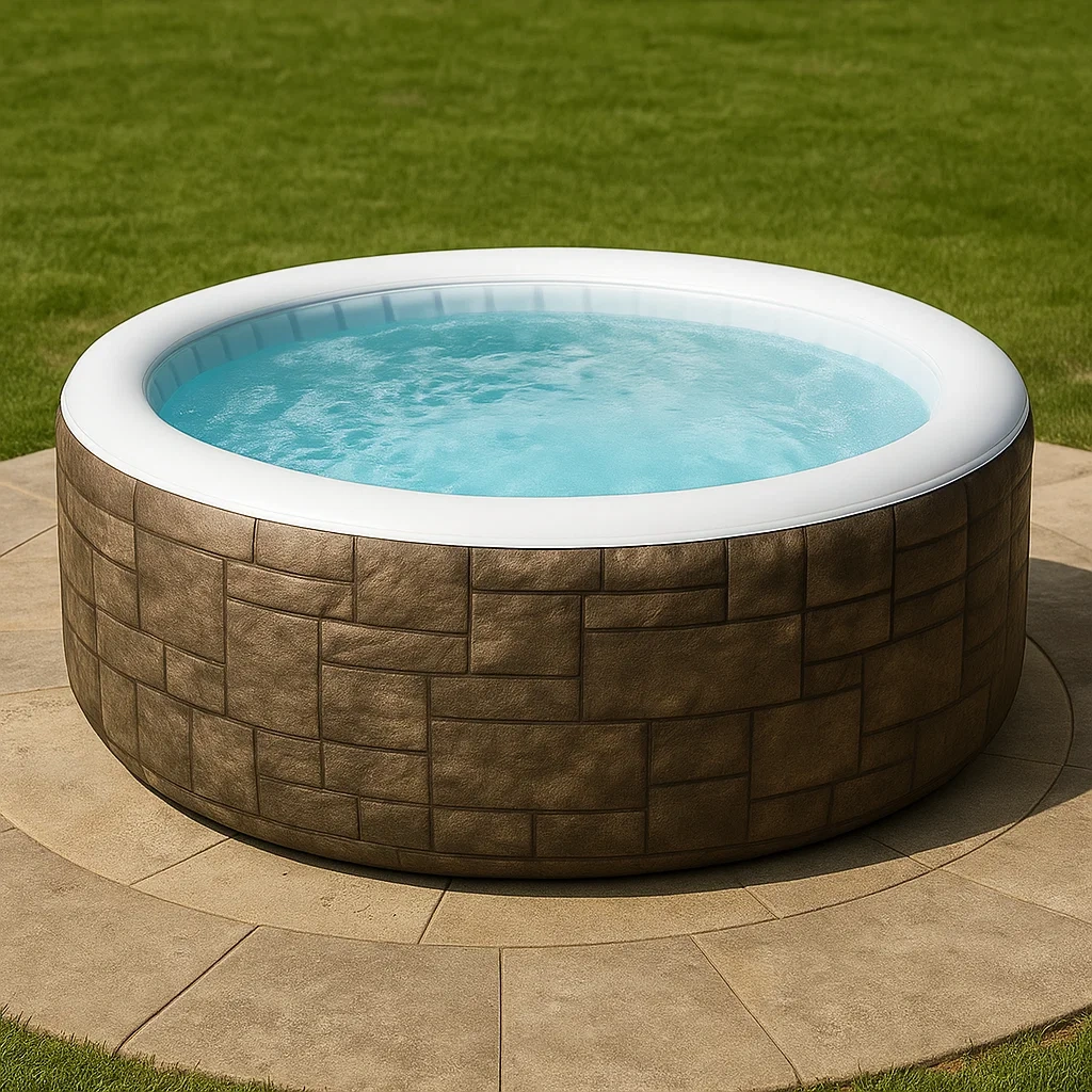 Spas hinchables, 150x150x71 cm, 4 personas, redondo, color piedra/blanco OqdGObk330ZG