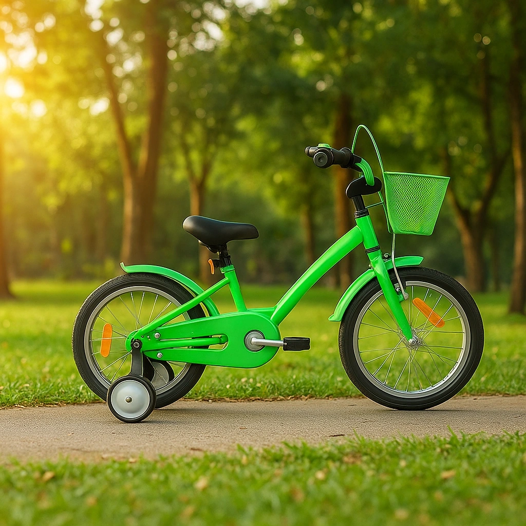 Bicicleta infantil verde con ruedas de 12 pulgadas y estructura de acero - dwaBnKEV91nM