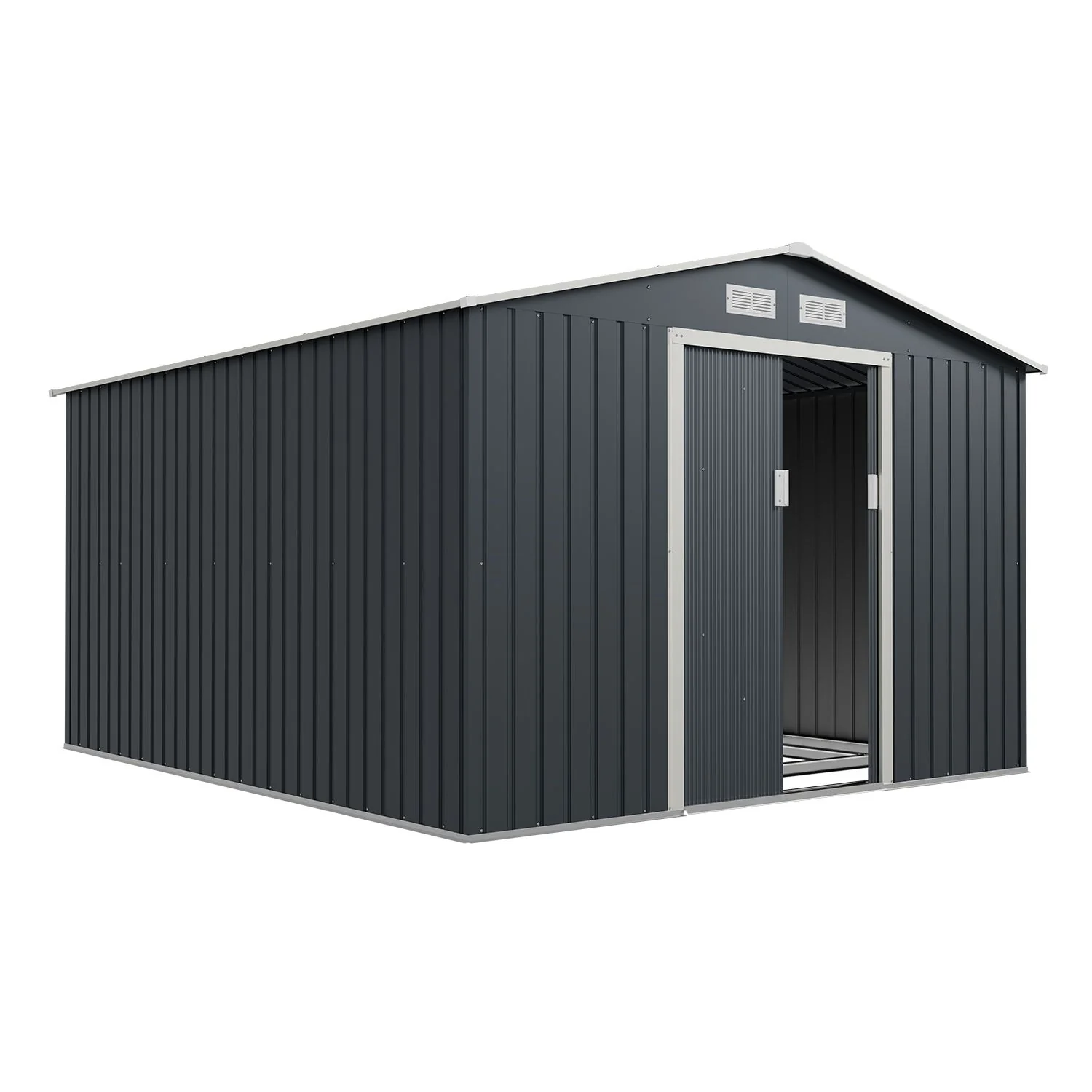 2025 Cobertizo de jardín metálico M verde oscuro con techo inclinado