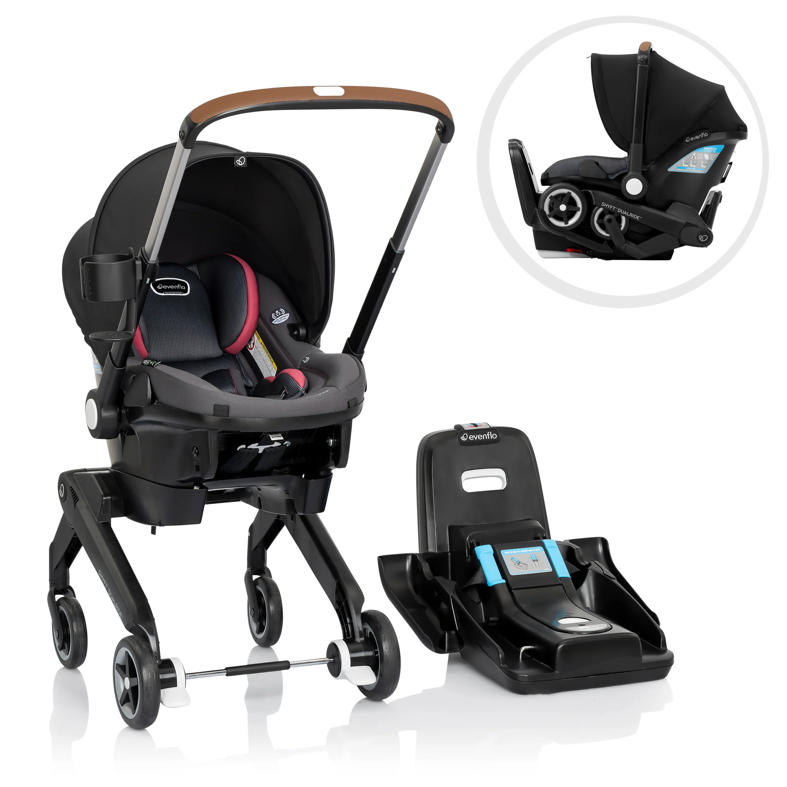 2025 Shyft DualRide: Combo asiento de coche para bebé y cochecito con almacenamiento Carryall