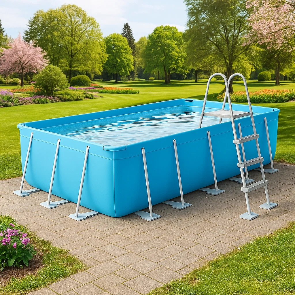 Piscina tubular rectangular desmontable 532x265x119 cm Azul con filtro y escalera zSGIsfX194NY