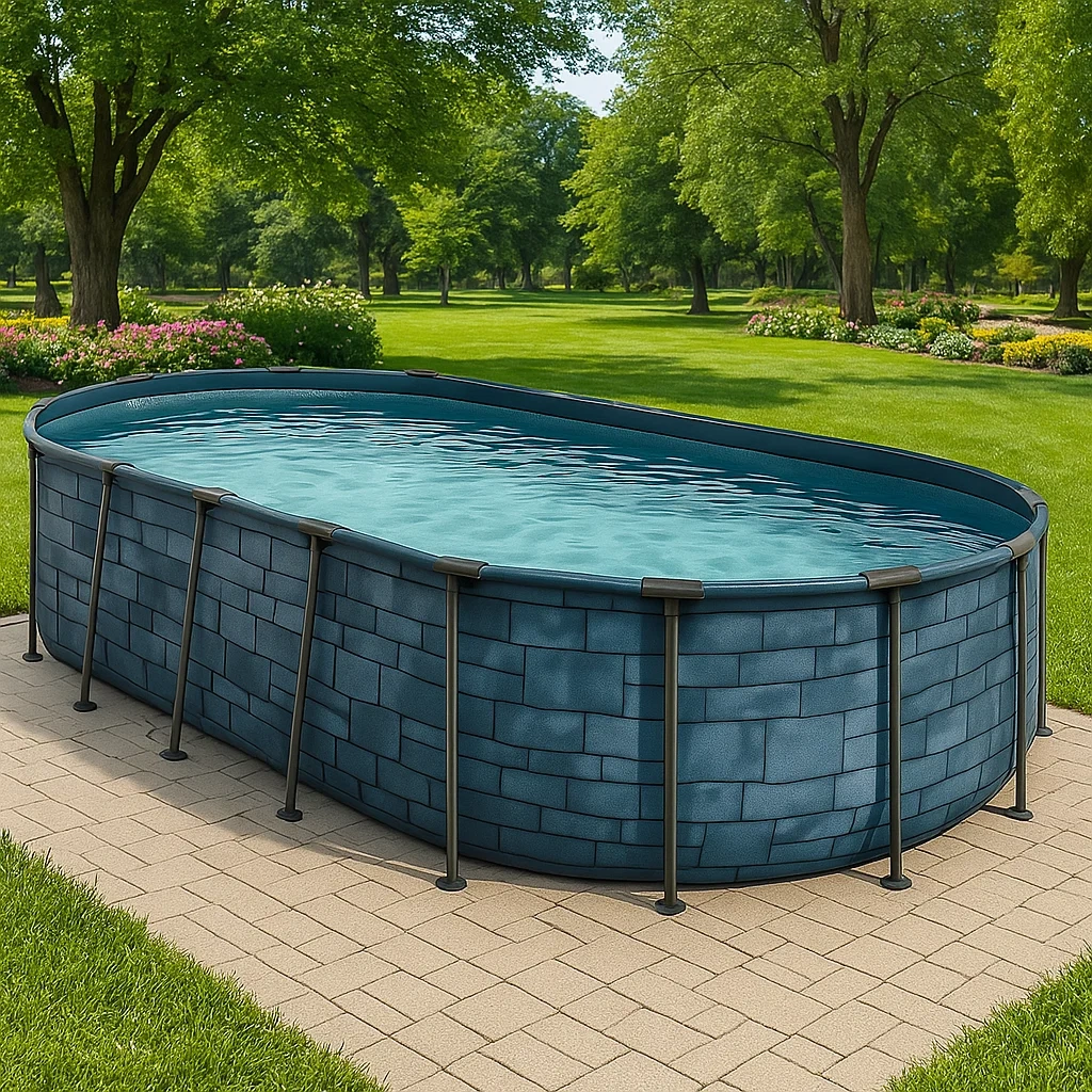 Piscina tubular ovalada desmontable con estructura de acero 472x286x104 cm azul/gris  gOzfLmA160Vc