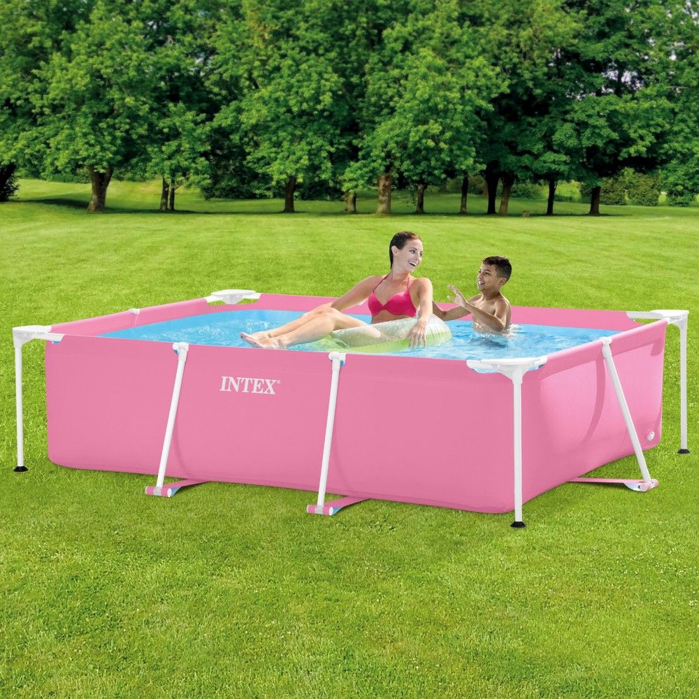 Piscina Desmontable Tubular Rectangular Pvc 220x150x60 Cm Rosa Intex