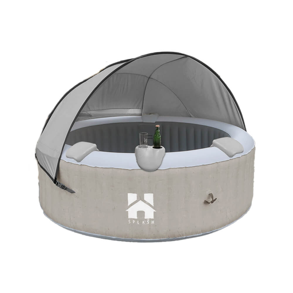 SPLASH Bañera de hidromasaje exterior con cojines, portabebidas y capota - Ø208 cm 6 personas hormigón