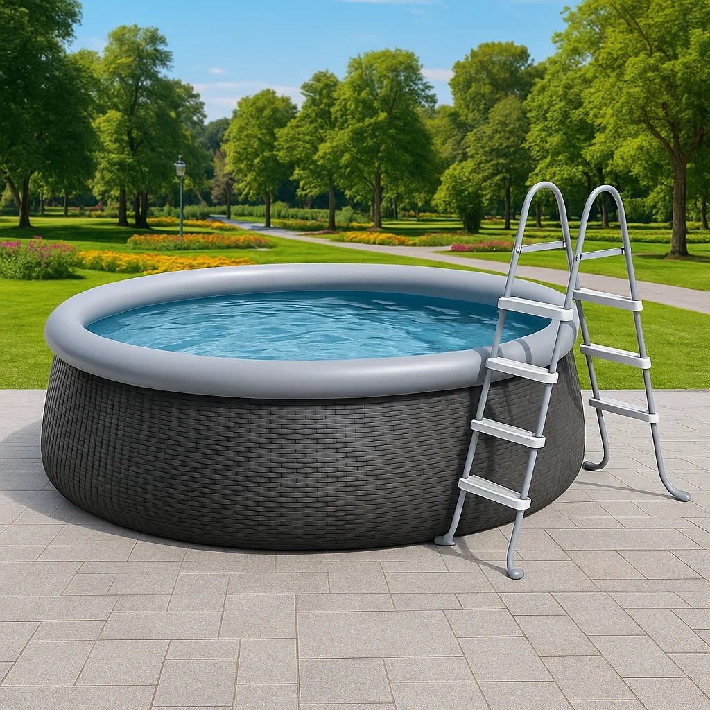 Piscina desmontable redonda con depuradora negro/gris 366x76 cm zUYZOxKI44Pl