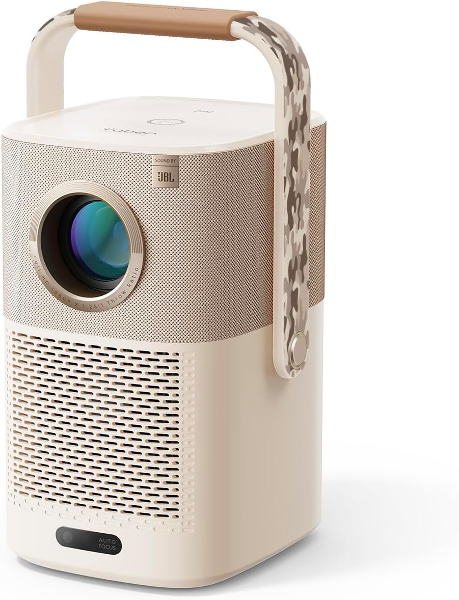 【Sound by JBL & 2,5H Batería Incorporada】Proyector Portátil WiFi Bluetooth,Yaber T2 Proyector Full HD 1080P Nativo, Auto Focus/Keystone, Proyector Cine en Casa/Exterior para Movil/iOS/Android/TV Stick