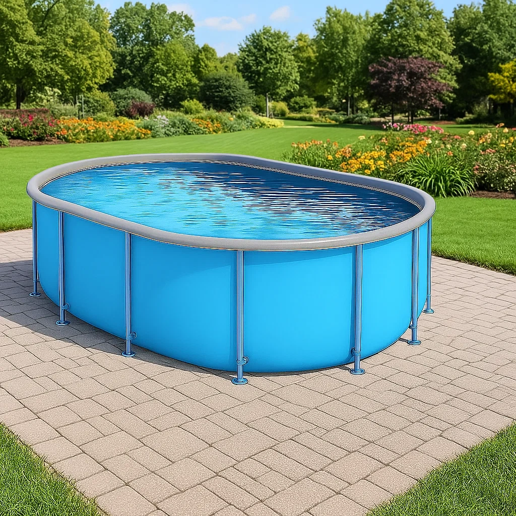 Piscina tubular ovalada desmontable 418x243x98 cm azul/gris s VvfMBOV124SU
