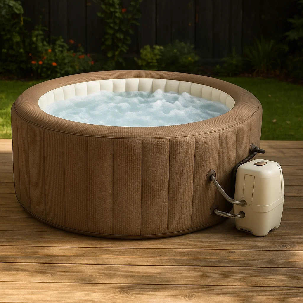 Spas hinchables, 196x196x71 cm, 4 personas, redondo, color marrón/Blanco UcpZKNF336Oy
