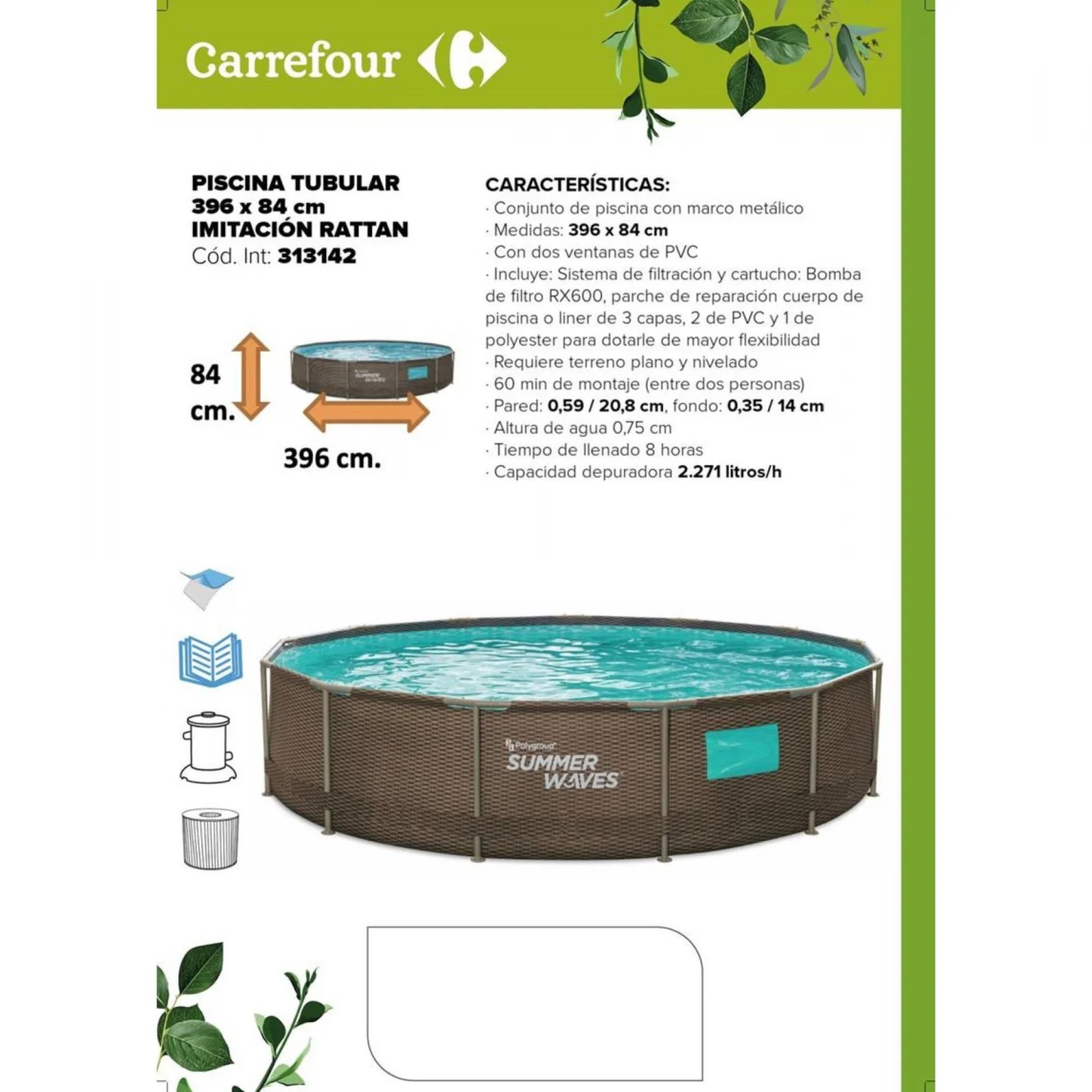 Piscina Tubular 396x84 cm Topub Summer Waves