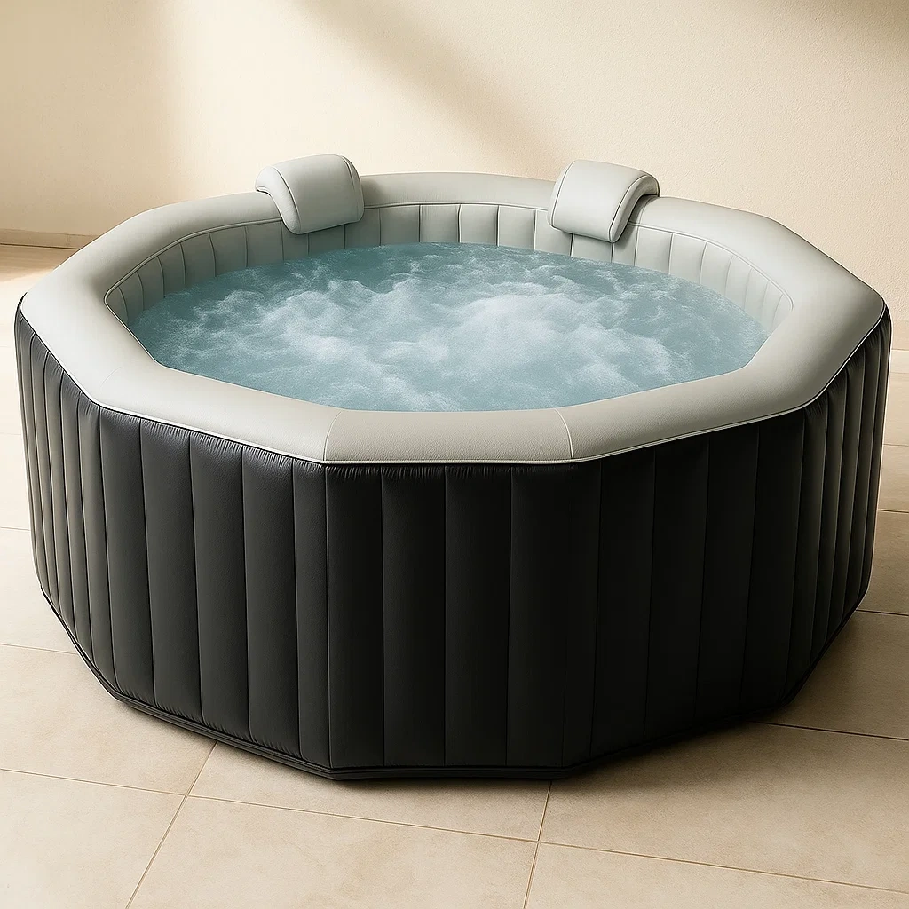 Spas hinchables 185x185x71 cm 6 plazas octogonal gris/blanco IyXNwGb352hF