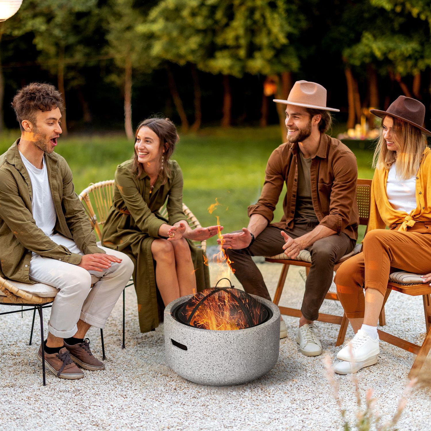 Brasero Exterior De Metal Ø45x34 Cm-outsunny. Gris