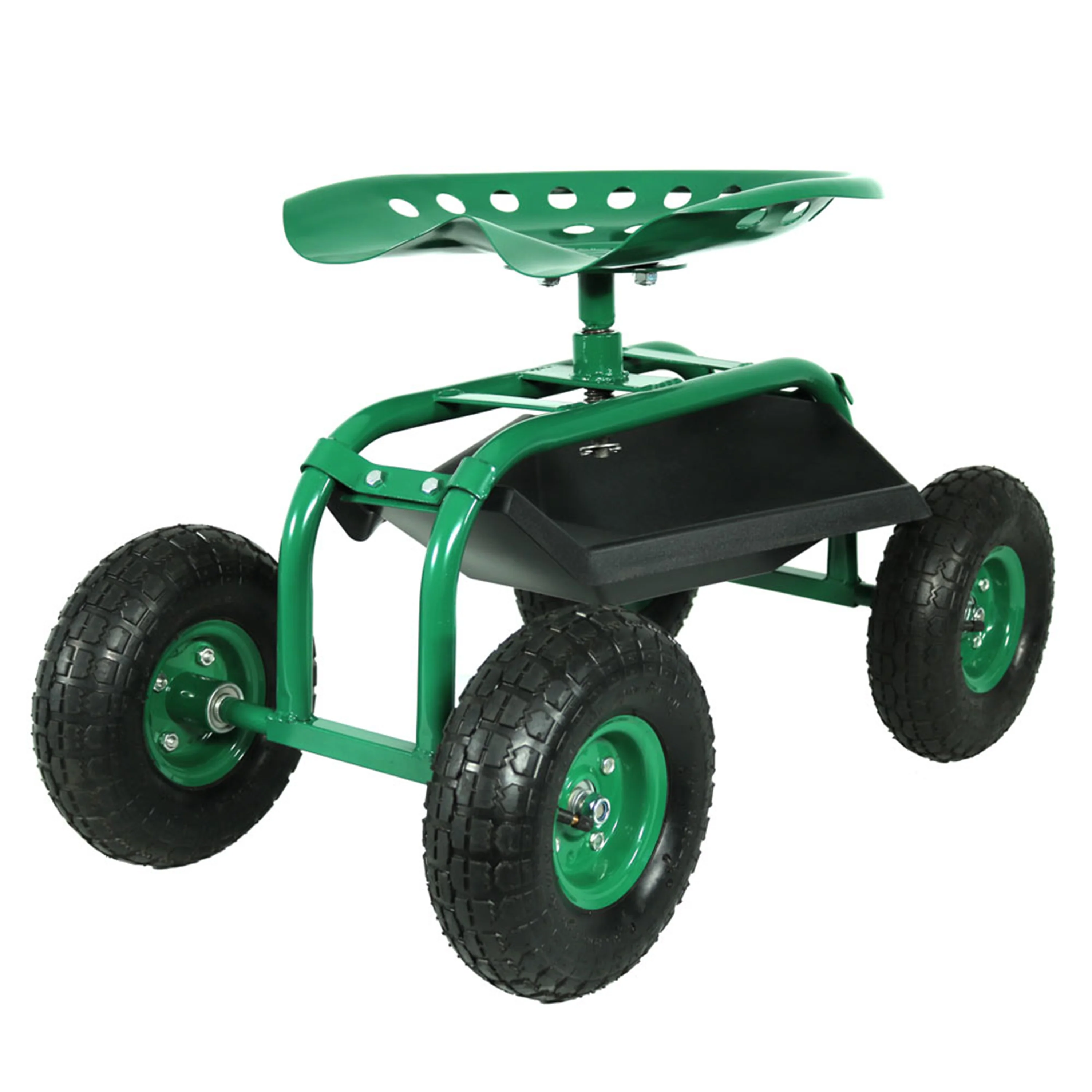 2025 Carrito de Jardín Rodante Sunnydaze con Asiento Giratorio de 360 Grados y Bandeja para Herramientas