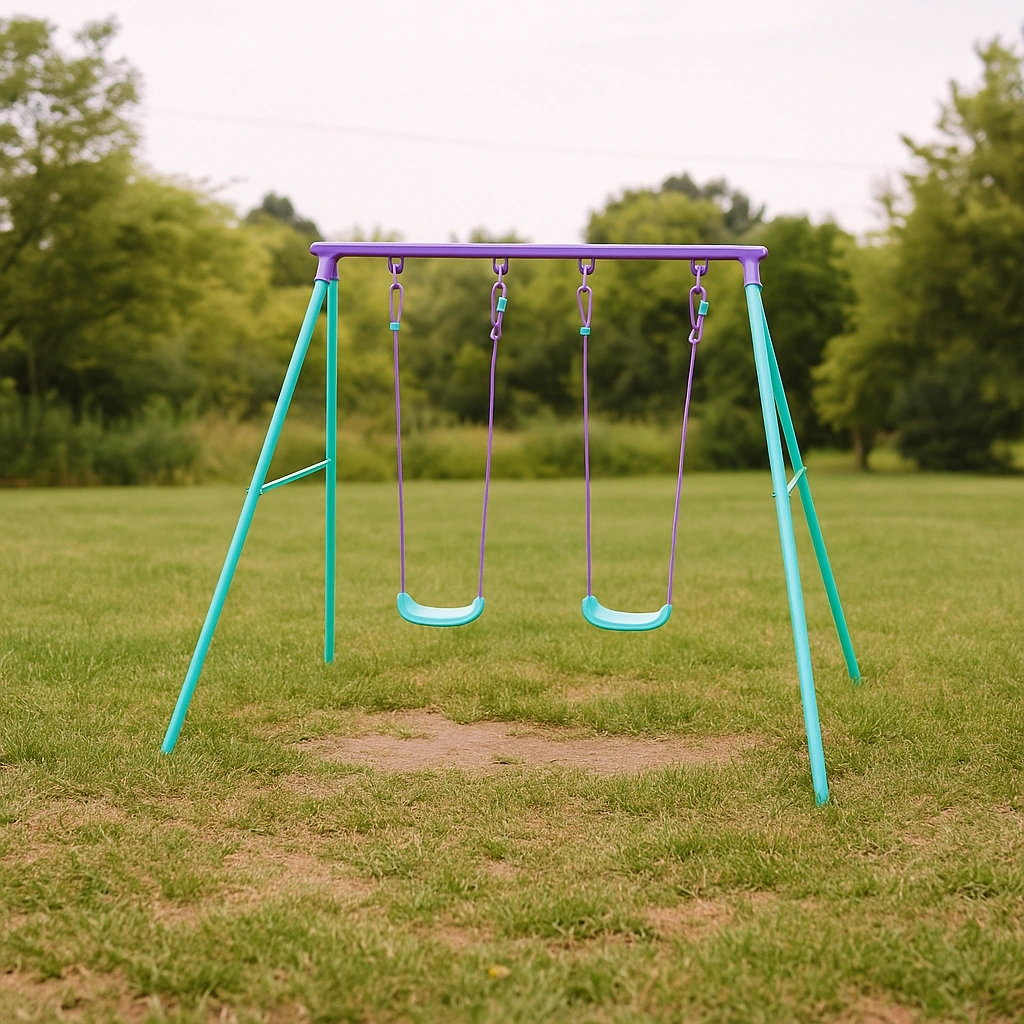 Columpio Infantil Doble Rosa/Turquesa Acero Jardín 2.4x1.6x2m - OrrwvnF180lK