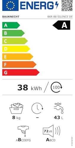 2025 Bauknecht B6R 88 SILENCE DE Lavadora / 8 kg / Carga frontal / Supreme Silence / Clase energética A-20 % / 1400 rpm / Motor ZEN / Muy silenciosa / Steam 3.0 – 3 tecnologías de vapor potentes