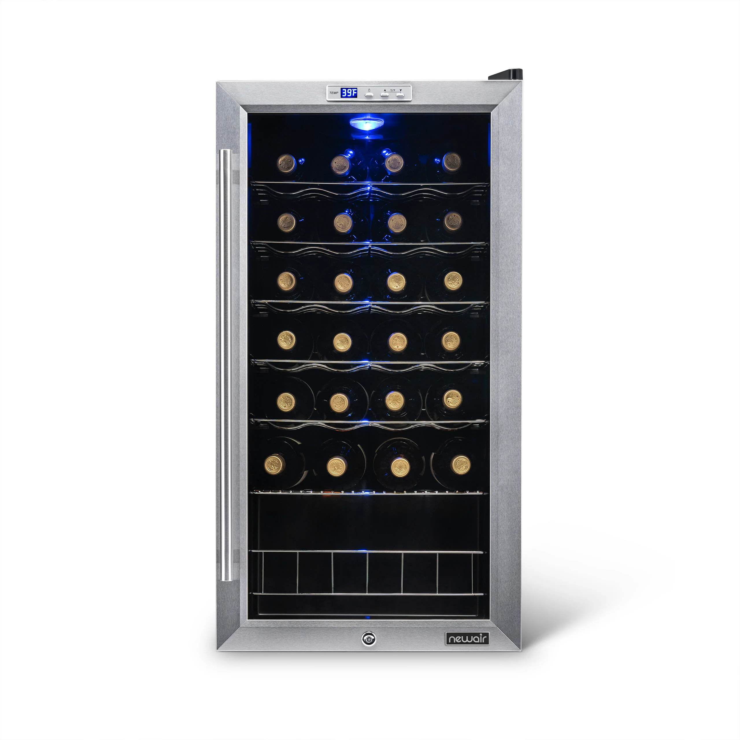 2025 Newair® Refrigerador de Vinos Independiente de Acero Inoxidable – 27 Botellas – 16.9