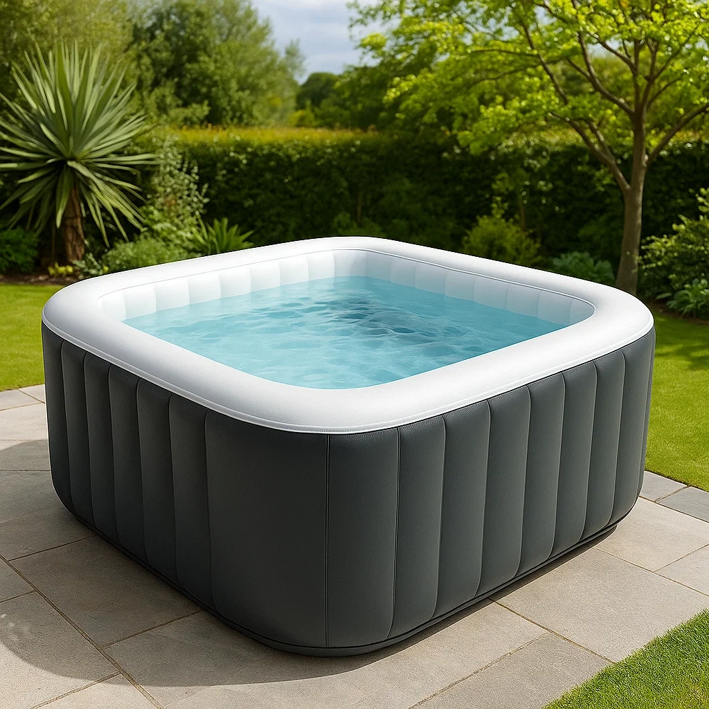 Spas hinchables 178x178x70 cm, 4 plazas, color gris oscuro/ blanco, forma cuadrada DNKMJoT350Vq