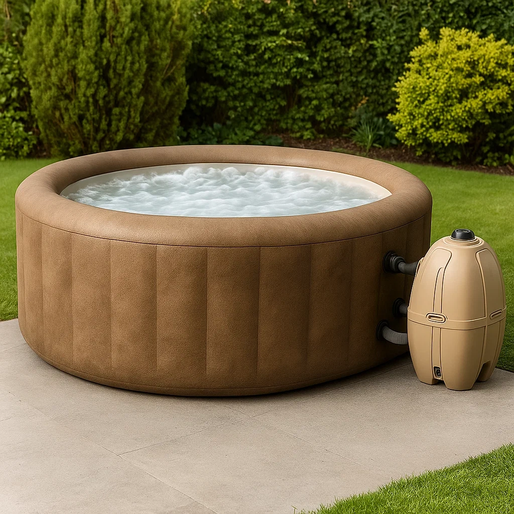 Spas hinchables 180x70 cm 4 plazas redondo marrón/blanco eMTeroL369Pj