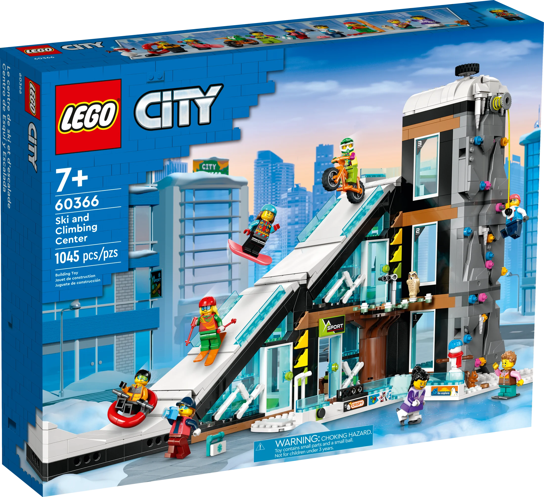 Centro de Esquí y Escalada LEGO City 60366, Set de Construcción de 3 Niveles con Pista de Esquí, 8 Minifiguras y 2 Figuras de Animales para Juego Imaginativo de Deportes de Invierno, Idea de Regalo Divertida para Niños y Fanáticos del Esquí