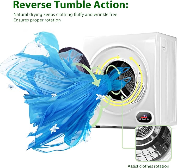 2025 Secadora portátil EUHOMY de 1400 W con panel de control LCD y cuatro funciones – Blanca