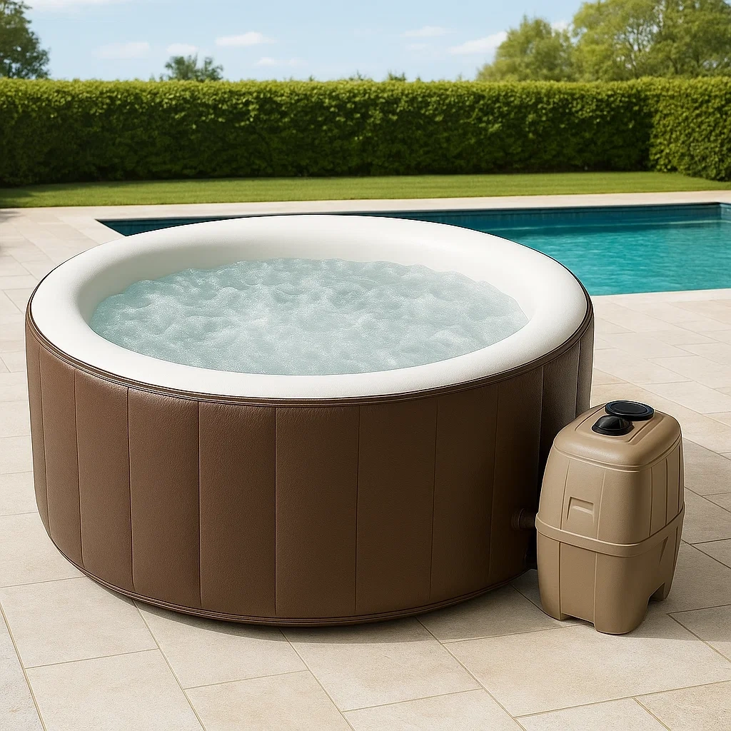 Spas hinchables 180x180x65 cm 4 plazas redondo marrón/blanco yuGklot376bZ