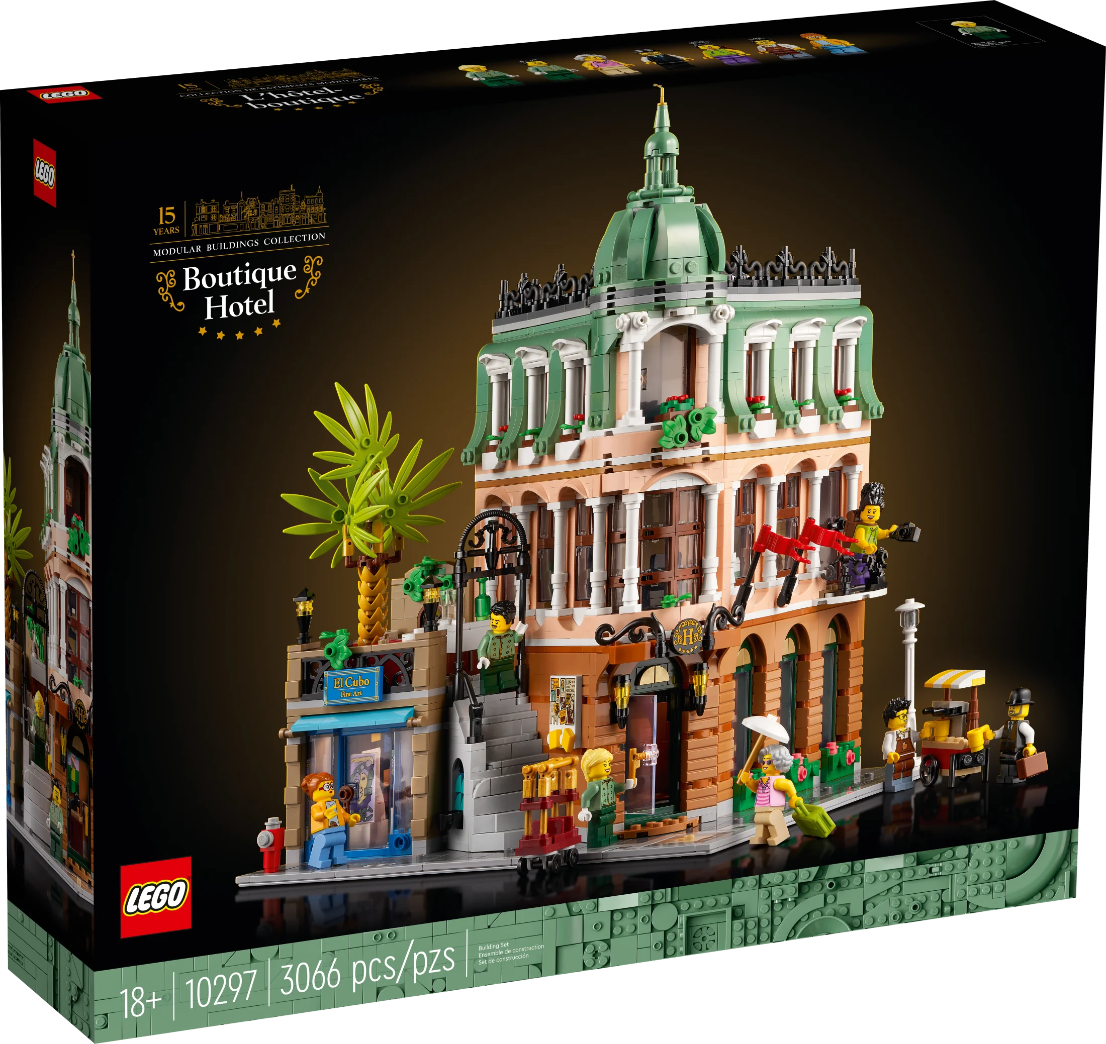 LEGO Icons Hotel Boutique 10297 – Set de Construcción Modular para Adultos, con 5 Habitaciones Detalladas Incluyendo Cuartos de Huéspedes y Galería