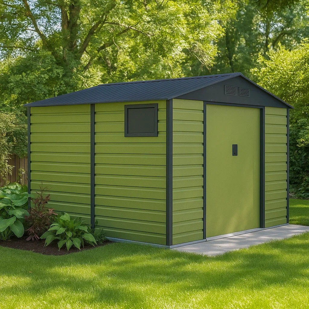 Caseta de jardín de acero galvanizado verde,6,64m² - LoRvGlM135gX