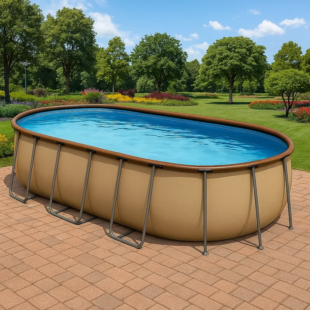 Piscina tubular ovalada 472x286x104 cm colores beige/azul, SVTKtZn156Ug