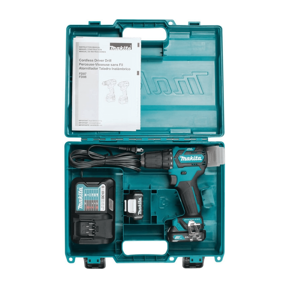 Makita FD07R1 Kit de Taladro-Atornillador Inalámbrico sin Escobillas 12V MAX CXT de 3/8 Pulgadas