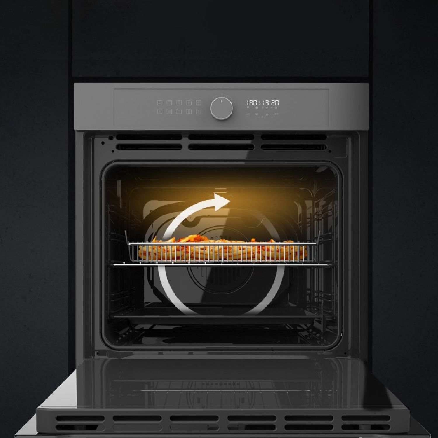 Horno Integrable Airfryer Glass Grey De 81l De Capacidad, 11 Funciones Con Airfryer Master, Pizza Master, Steam Asisst, Steam Ea