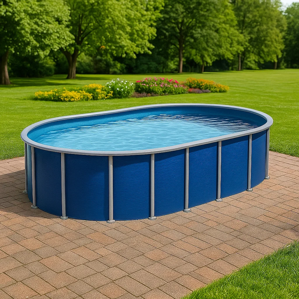 Piscina tubular ovalada desmontable acero 418x243x98 cm color azul wdPjBPh130os