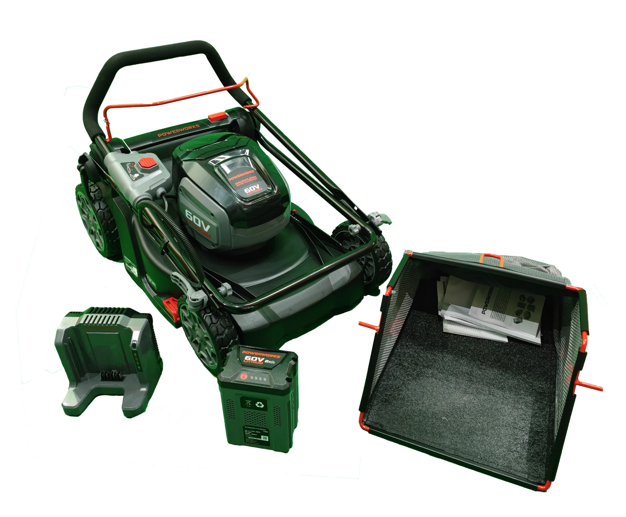 2025 Cortacésped inalámbrico Powerworks PD60LM41K2 60 V. con batería 60V 2 Ah y cargador